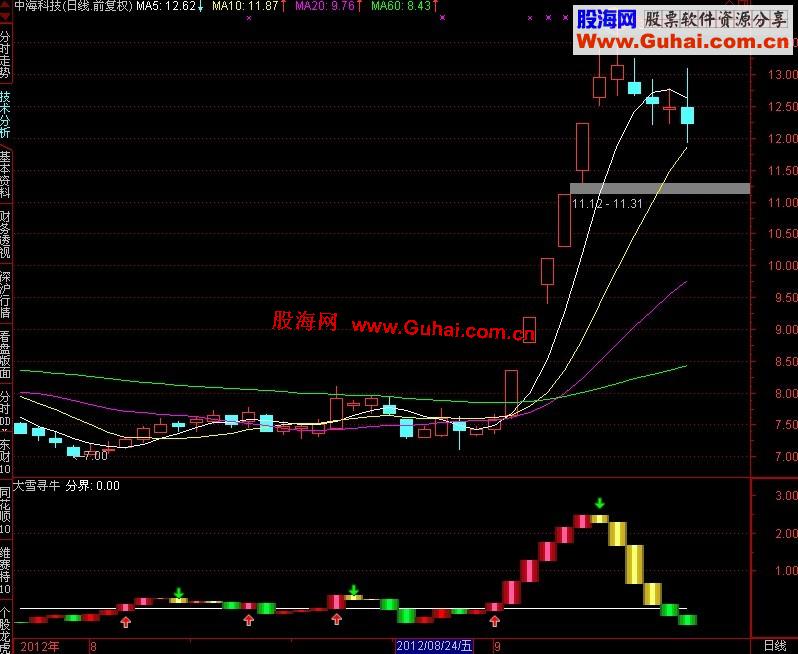 通达信大雪寻牛副图指标公式源码