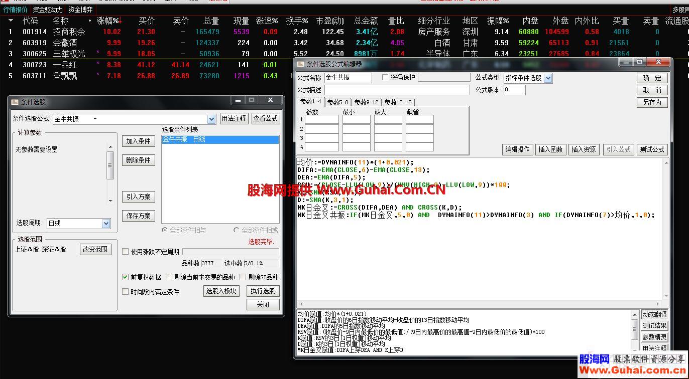 通达信金牛共振副图/选股源码贴图