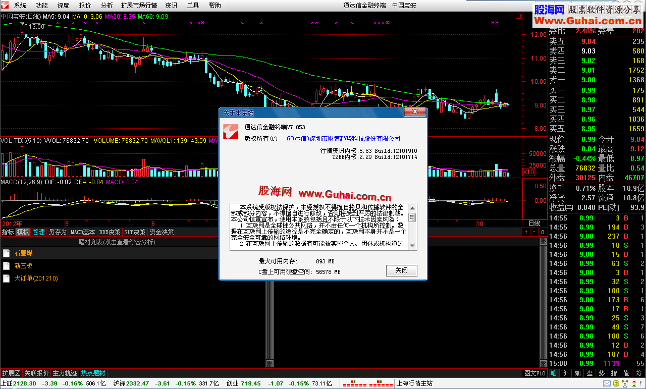 通达信金融终端TdxW7.053内测12101910主程序简单修改版 无壳无密