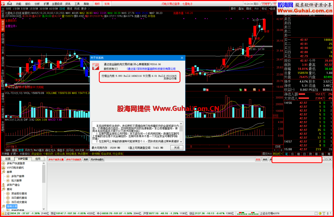 通达信金融机构交易终端(开心果精简版)V2016.06【最新5.893 Build:16062116】无限制