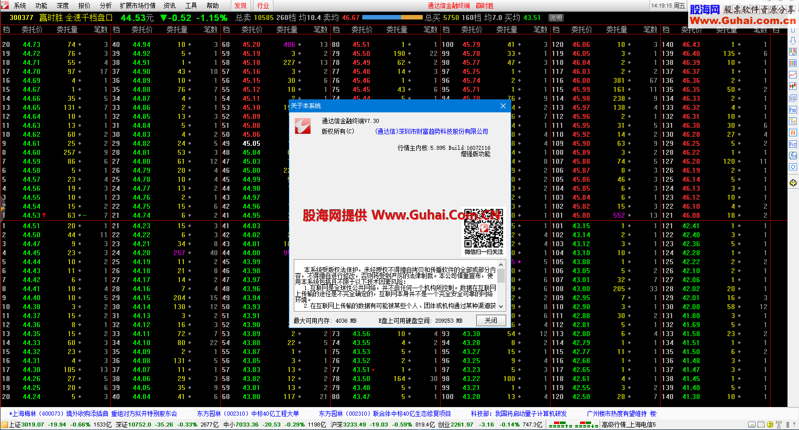 (抢先体验)(原汁原味--全速千档盘口)通达信金融终端V7.30内测版(2016-07-22)