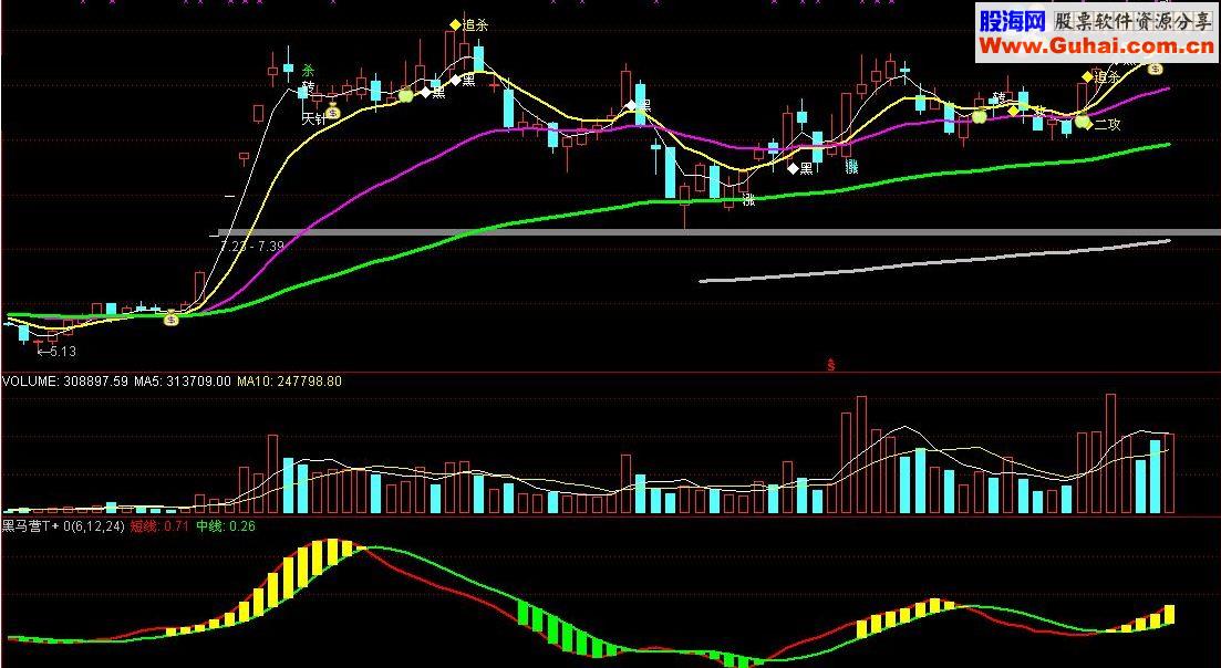 通达信黑马营T+0副图公式源码