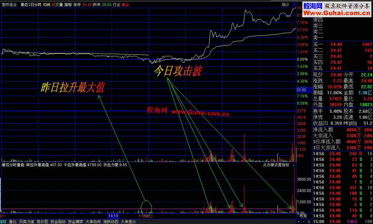 通达信分时法宝：量能攻击波时分副图