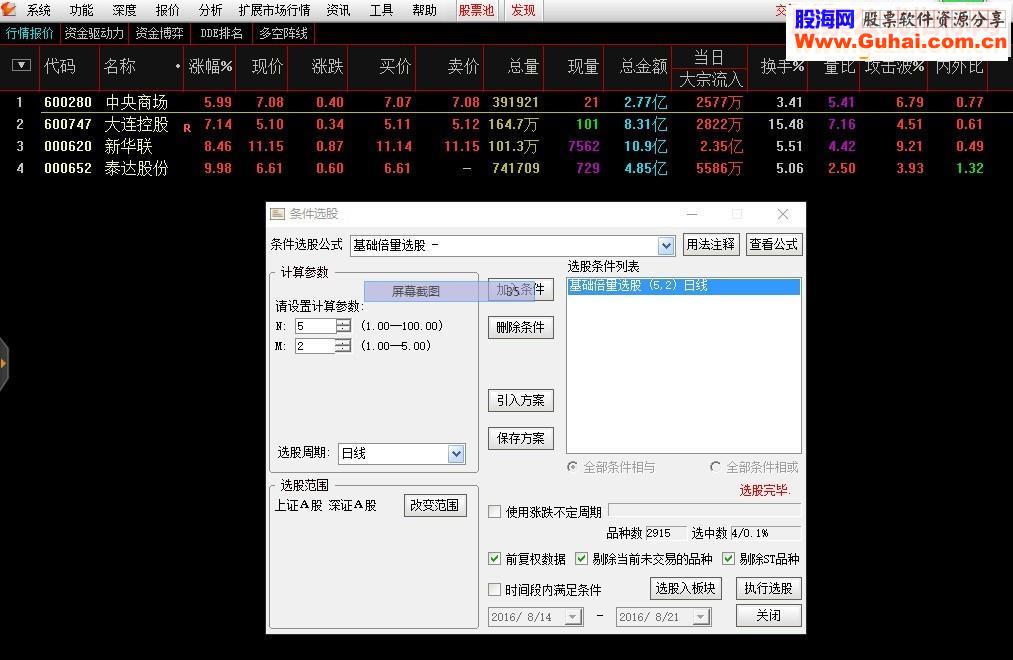 通达信倍量均线选股一定出大牛
