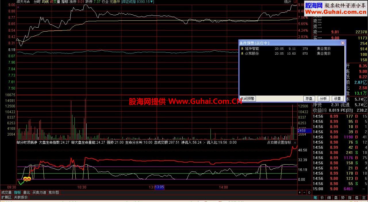 通达信分时顶底+资金进出组合源码，附图简单说明