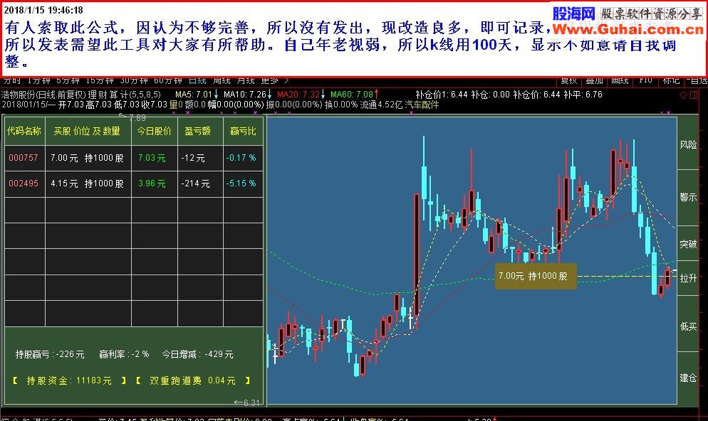 通达信持仓记录与操作提示（指标主图贴图）