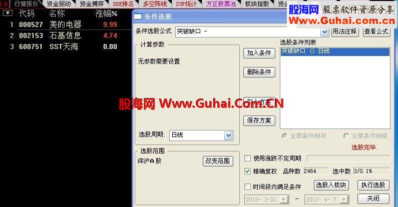 通达信突破缺口选股公式