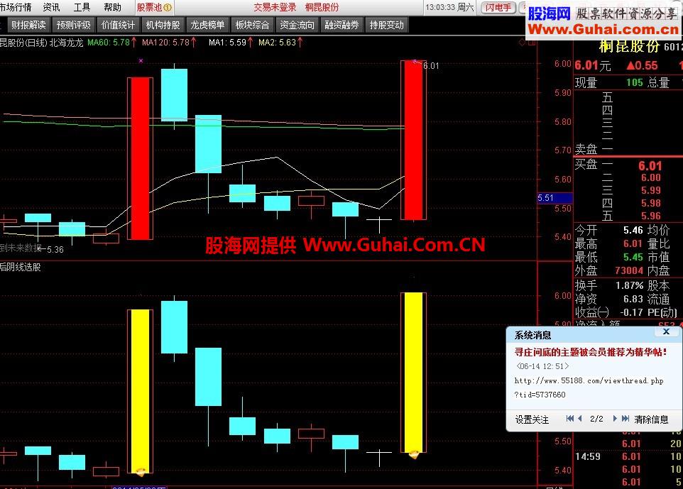 一个《当股票摸涨停跌停时增加标记》的公式