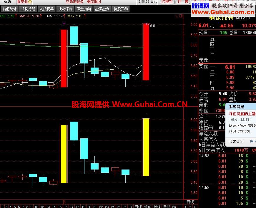 一个《当股票摸涨停跌停时增加标记》的公式